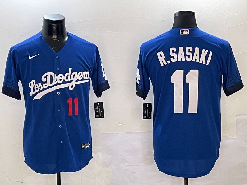 Men Los Angeles Dodgers #11 R.Sasaki Blue City Edition 2025 Nike MLB Jersey style 4